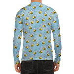 Cute Cartoon Bee Pattern Print Men's Long Sleeve Rash Guard