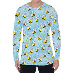 Cute Cartoon Bee Pattern Print Men's Long Sleeve T-Shirt
