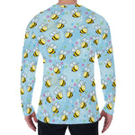 Cute Cartoon Bee Pattern Print Men's Long Sleeve T-Shirt