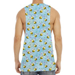 Cute Cartoon Bee Pattern Print Men's Muscle Tank Top