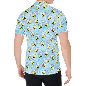 Cute Cartoon Bee Pattern Print Men's Shirt