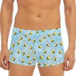 Cute Cartoon Bee Pattern Print Men's Short Boxer Briefs