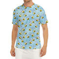 Cute Cartoon Bee Pattern Print Men's Short Sleeve Rash Guard