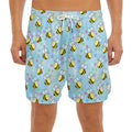 Cute Cartoon Bee Pattern Print Men's Split Running Shorts