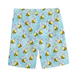 Cute Cartoon Bee Pattern Print Men's Sports Shorts