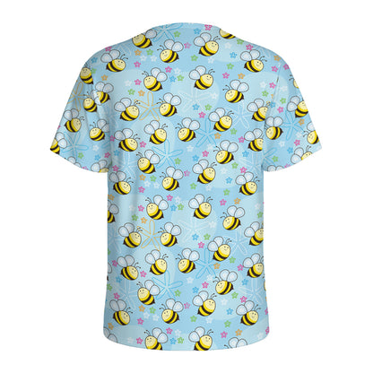 Cute Cartoon Bee Pattern Print Men's Sports T-Shirt