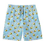 Cute Cartoon Bee Pattern Print Men's Swim Trunks