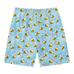 Cute Cartoon Bee Pattern Print Men's Swim Trunks
