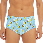 Cute Cartoon Bee Pattern Print Men's Triangle Swim Briefs