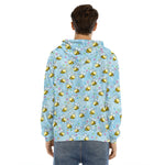 Cute Cartoon Bee Pattern Print Men's Velvet Pullover Hoodie