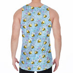 Cute Cartoon Bee Pattern Print Men's Velvet Tank Top