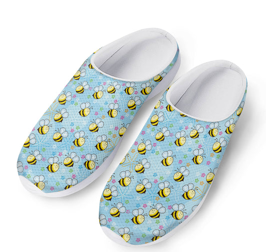 Cute Cartoon Bee Pattern Print Mesh Casual Shoes