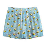 Cute Cartoon Bee Pattern Print Mesh Shorts