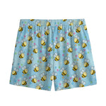 Cute Cartoon Bee Pattern Print Mesh Shorts
