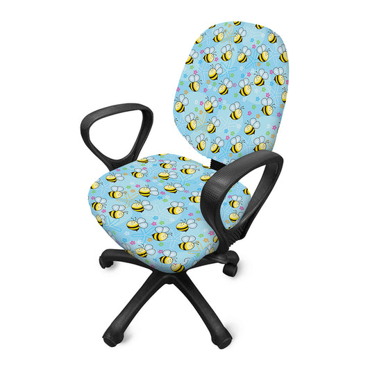 Cute Cartoon Bee Pattern Print Office Chair Cover