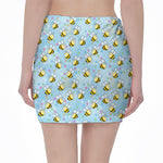 Cute Cartoon Bee Pattern Print Pencil Mini Skirt