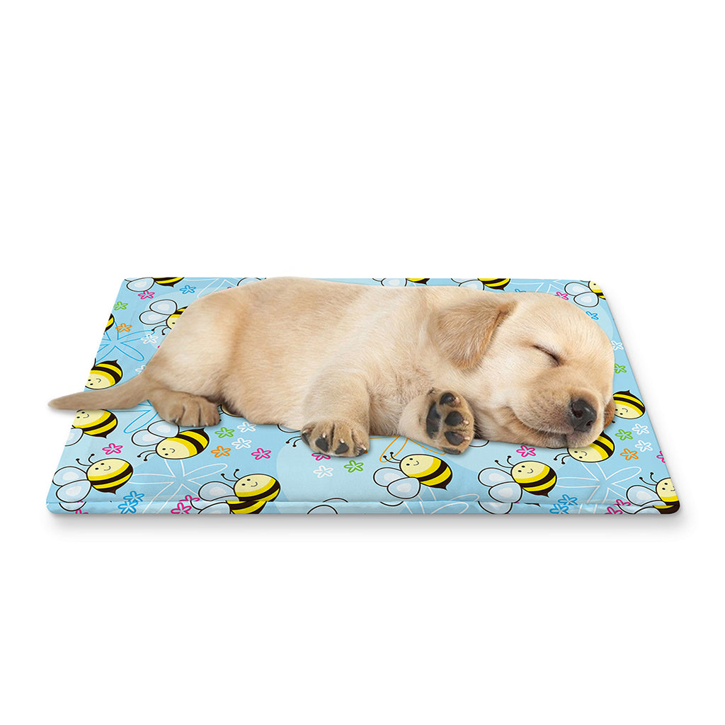 Cute Cartoon Bee Pattern Print Pet Cooling Mat Cover