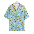 Cute Cartoon Bee Pattern Print Rayon Hawaiian Shirt