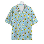 Cute Cartoon Bee Pattern Print Rayon Hawaiian Shirt
