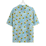 Cute Cartoon Bee Pattern Print Rayon Hawaiian Shirt