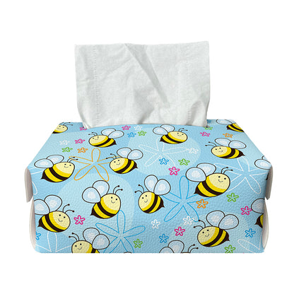 Cute Cartoon Bee Pattern Print Rectangle Tissue Box Cover