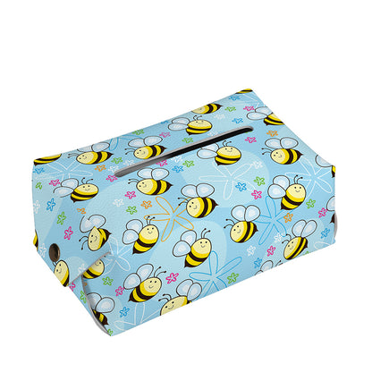 Cute Cartoon Bee Pattern Print Rectangle Tissue Box Cover