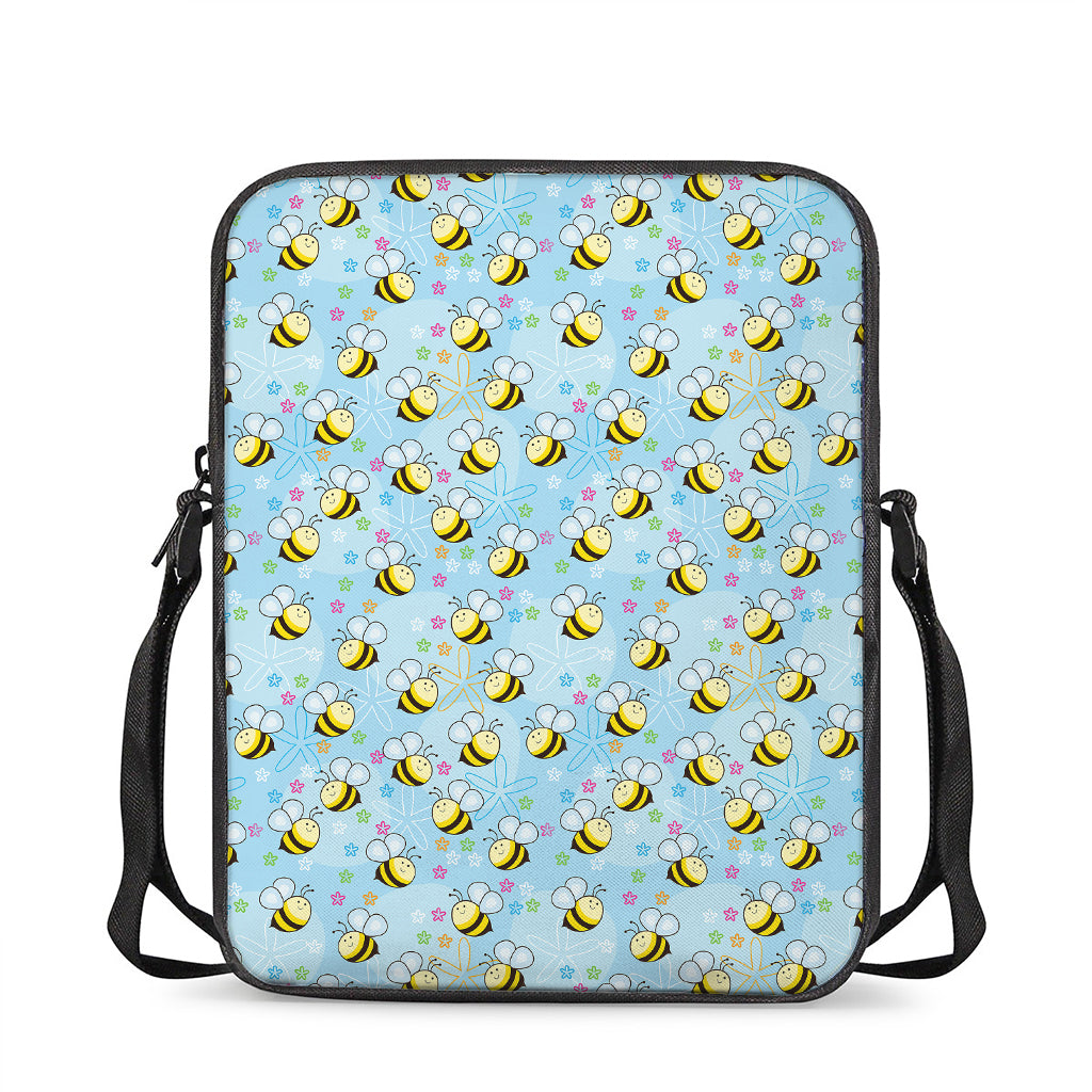Cute Cartoon Bee Pattern Print Rectangular Crossbody Bag