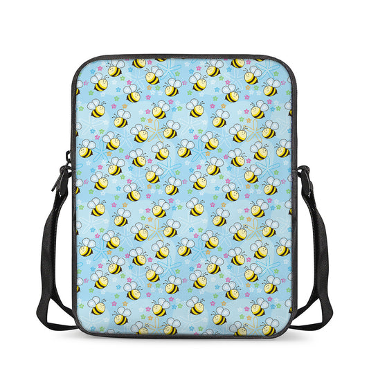 Cute Cartoon Bee Pattern Print Rectangular Crossbody Bag