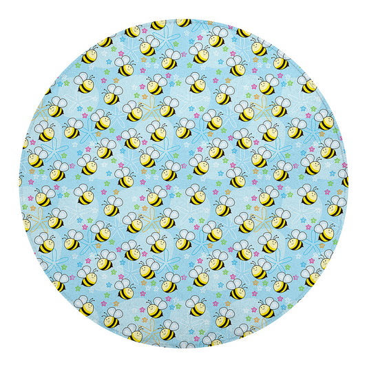 Cute Cartoon Bee Pattern Print Round Blanket