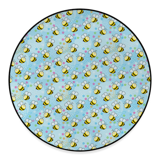 Cute Cartoon Bee Pattern Print Round Floor Mat
