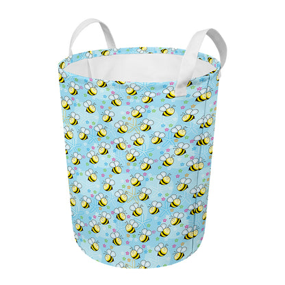 Cute Cartoon Bee Pattern Print Round Laundry Basket