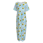 Cute Cartoon Bee Pattern Print Short Sleeve Long Nightdress