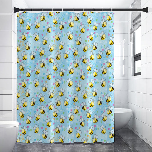 Cute Cartoon Bee Pattern Print Shower Curtain