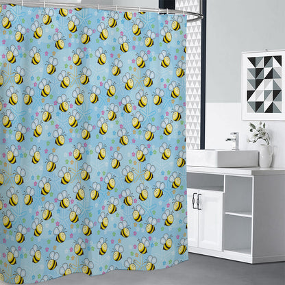 Cute Cartoon Bee Pattern Print Shower Curtain