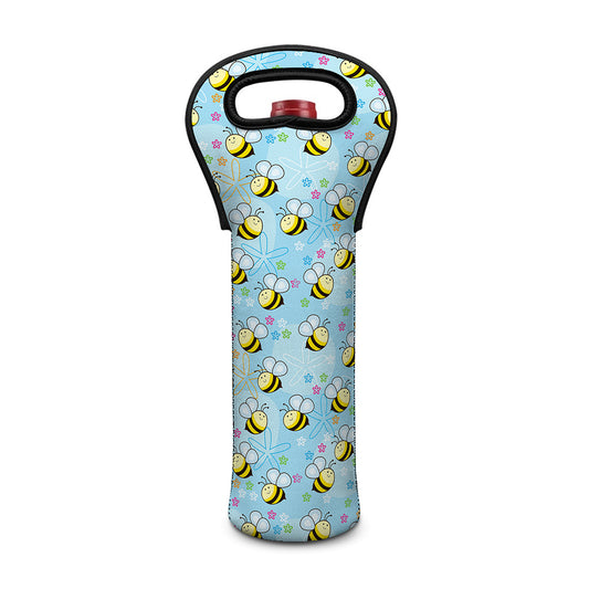 Cute Cartoon Bee Pattern Print Single Neoprene Wine Tote