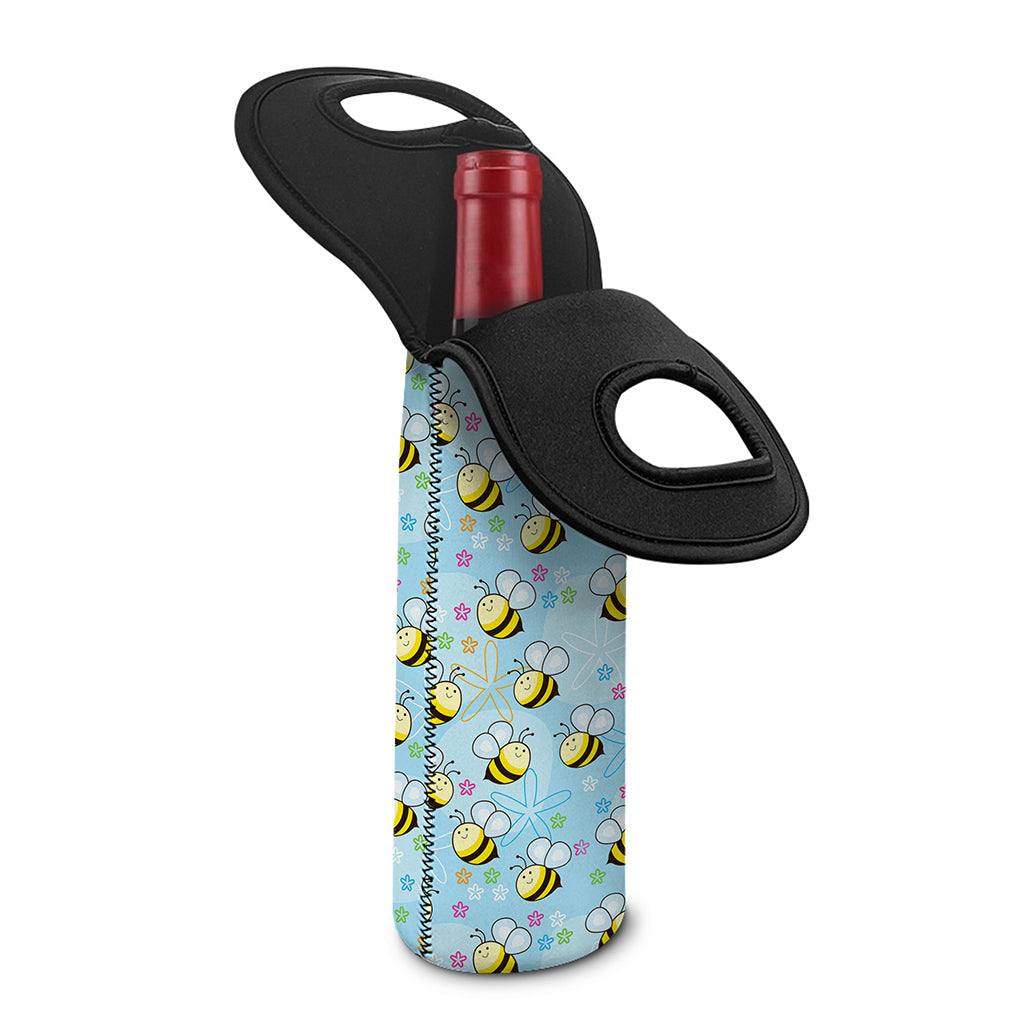 Cute Cartoon Bee Pattern Print Single Neoprene Wine Tote