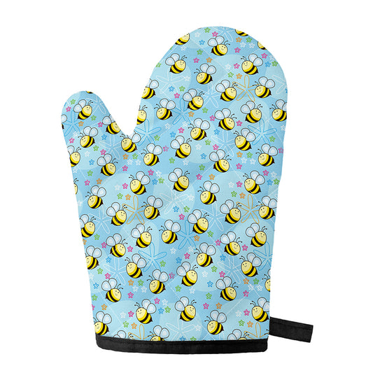 Cute Cartoon Bee Pattern Print Single Oven Mitt