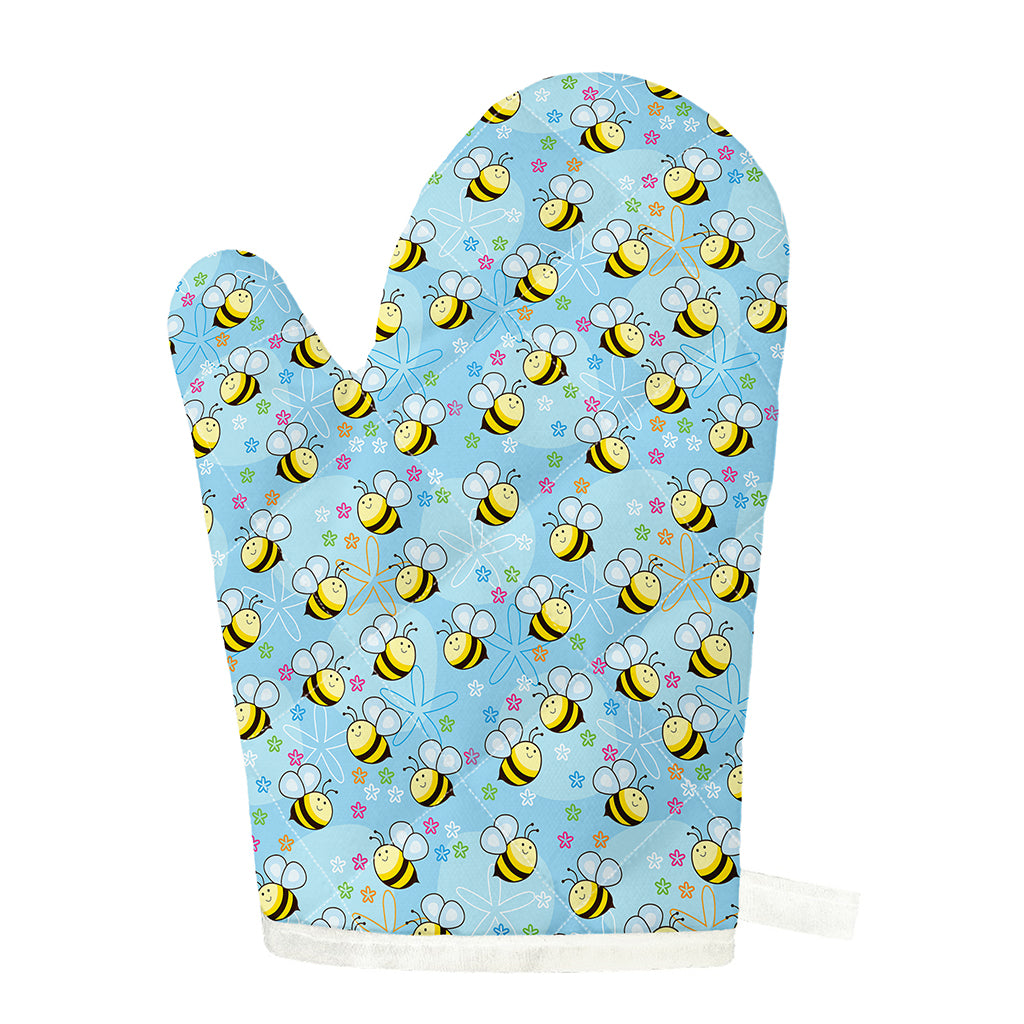 Cute Cartoon Bee Pattern Print Single Oven Mitt