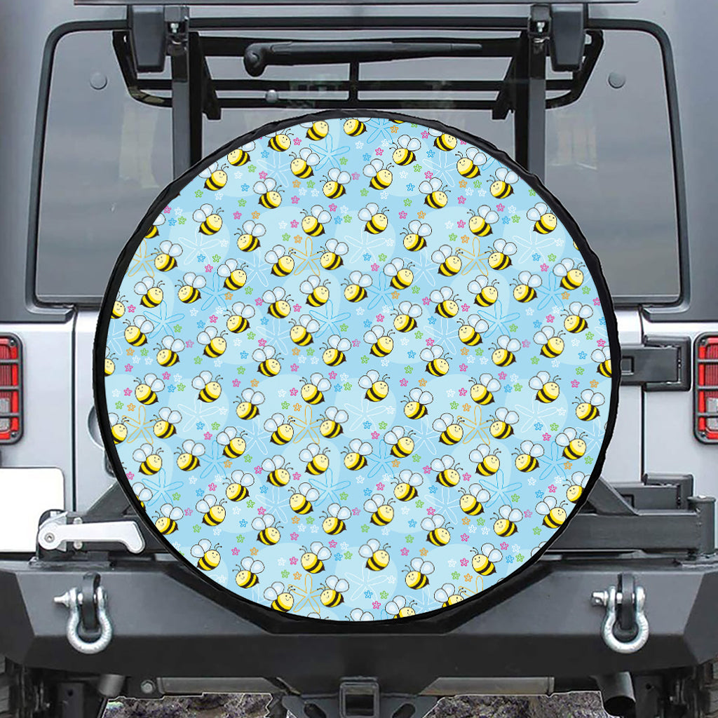 Cute Cartoon Bee Pattern Print Tire Cover