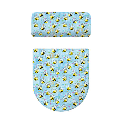 Cute Cartoon Bee Pattern Print Toilet Lid And Tank Cover Set