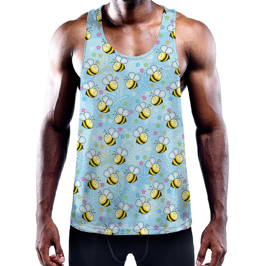 Cute Cartoon Bee Pattern Print Training Tank Top