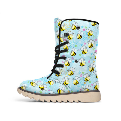 Cute Cartoon Bee Pattern Print Winter Boots