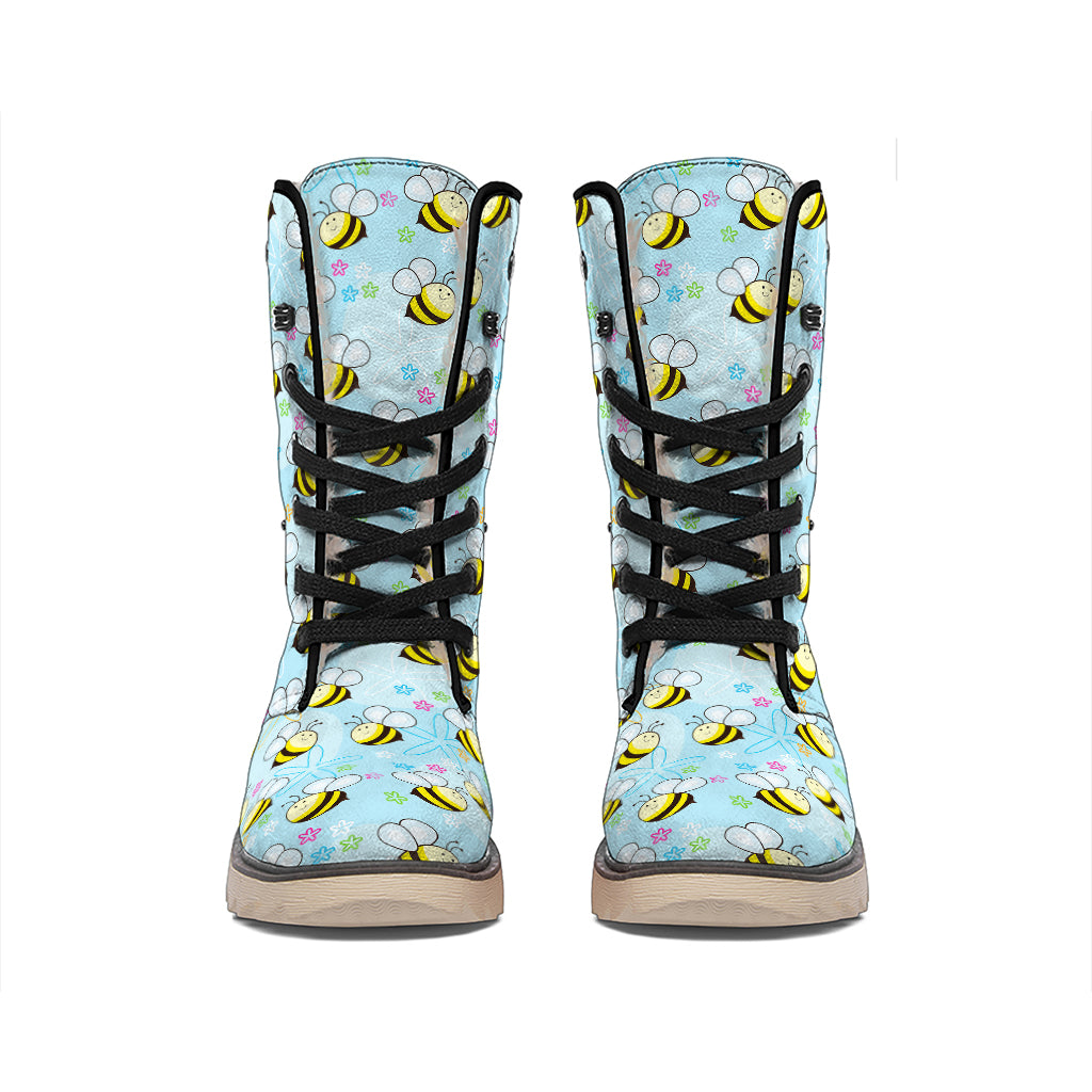 Cute Cartoon Bee Pattern Print Winter Boots