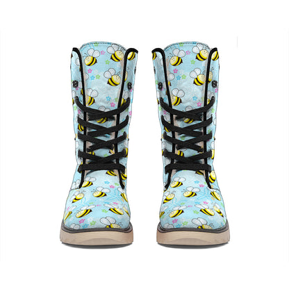 Cute Cartoon Bee Pattern Print Winter Boots