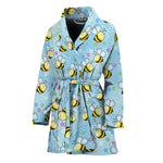 Cute Cartoon Bee Pattern Print Women's Bathrobe