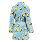 Cute Cartoon Bee Pattern Print Women's Bathrobe