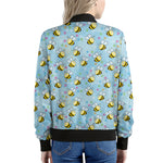 Cute Cartoon Bee Pattern Print Women's Bomber Jacket