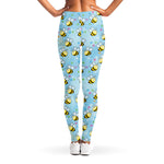 Cute Cartoon Bee Pattern Print Women's Leggings