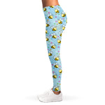 Cute Cartoon Bee Pattern Print Women's Leggings