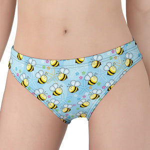 Cute Cartoon Bee Pattern Print Women's Panties